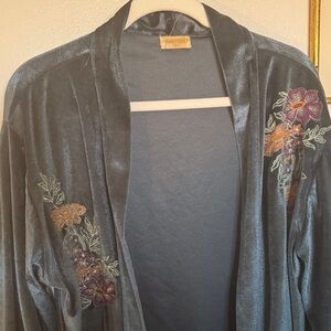 Embroidered Velvet Kimono